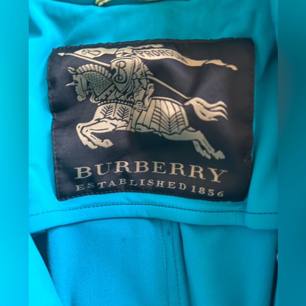 Burberry Prorsum Turquoise Trench Coat with Iconic Logo bottoms - Picture 4 of 8